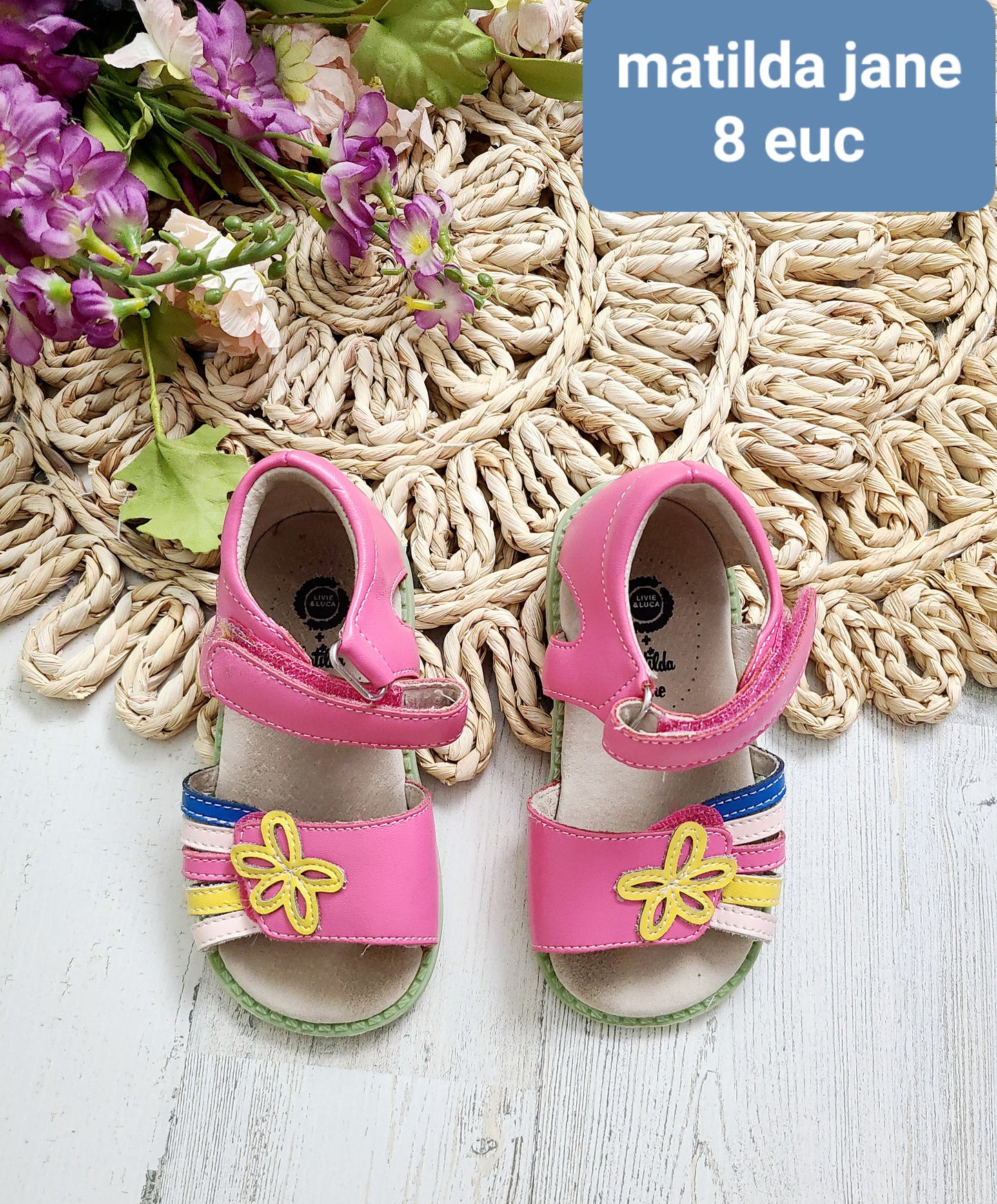 matilda jane pink velcro sandals