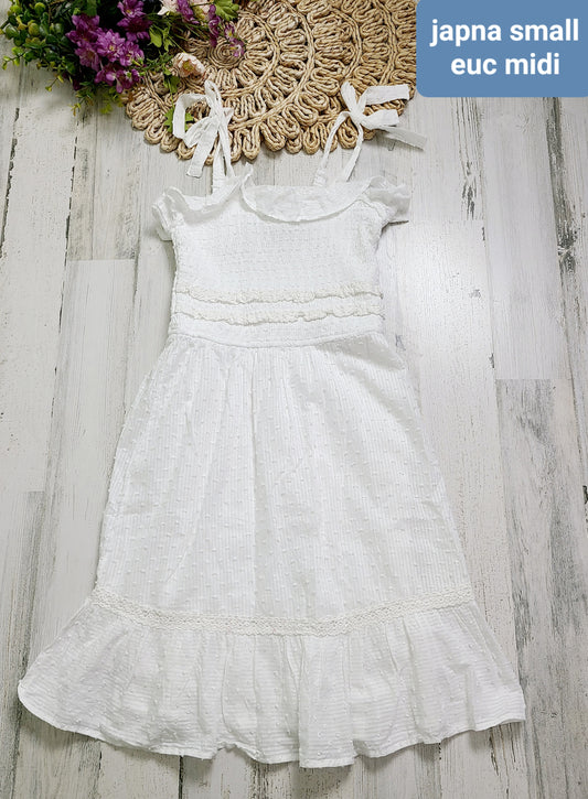 japna white midi dress textured