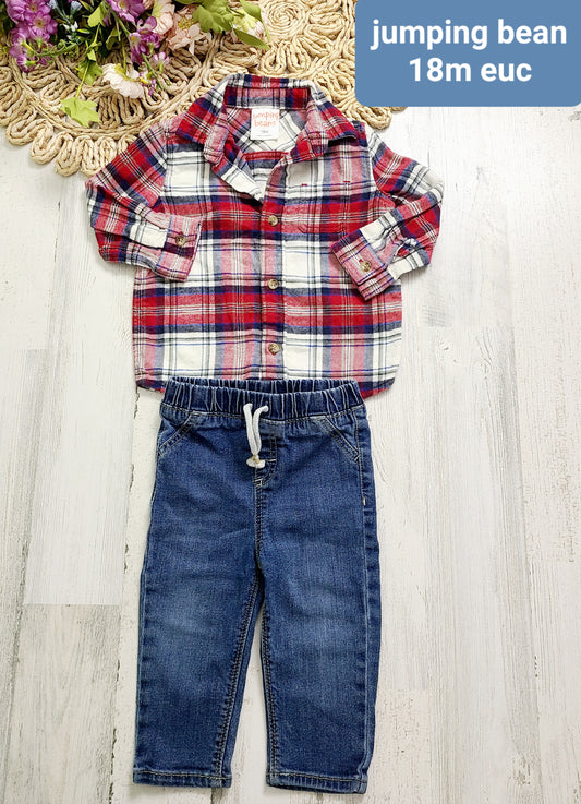 plaid and jeans jumping beans
