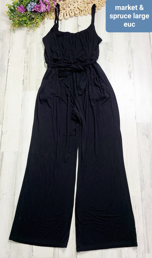 market & spruce black jumpsuit tie waist