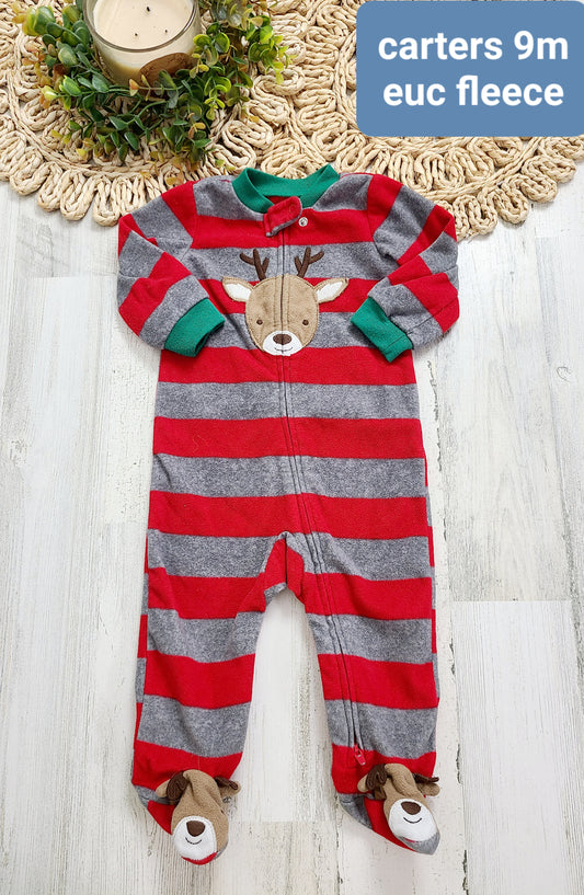 reindeer red gray green fleece carters pj