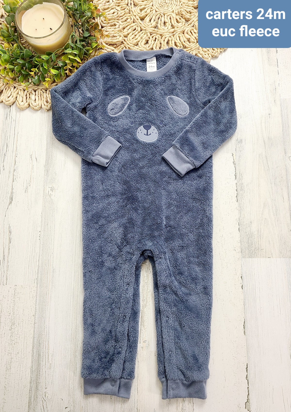 fleece blue carters jumpsuit