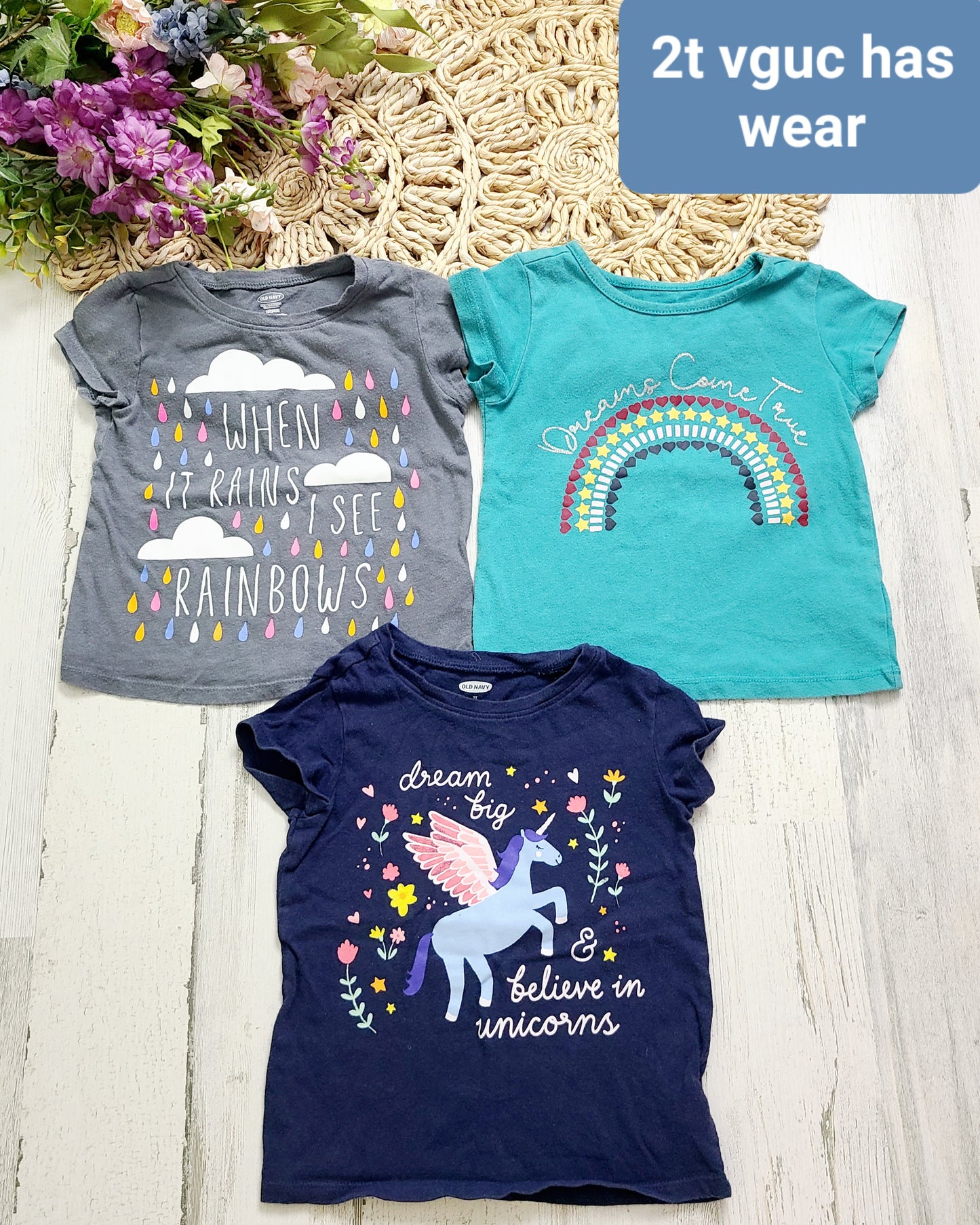 2t rain rainbow unicorn tees