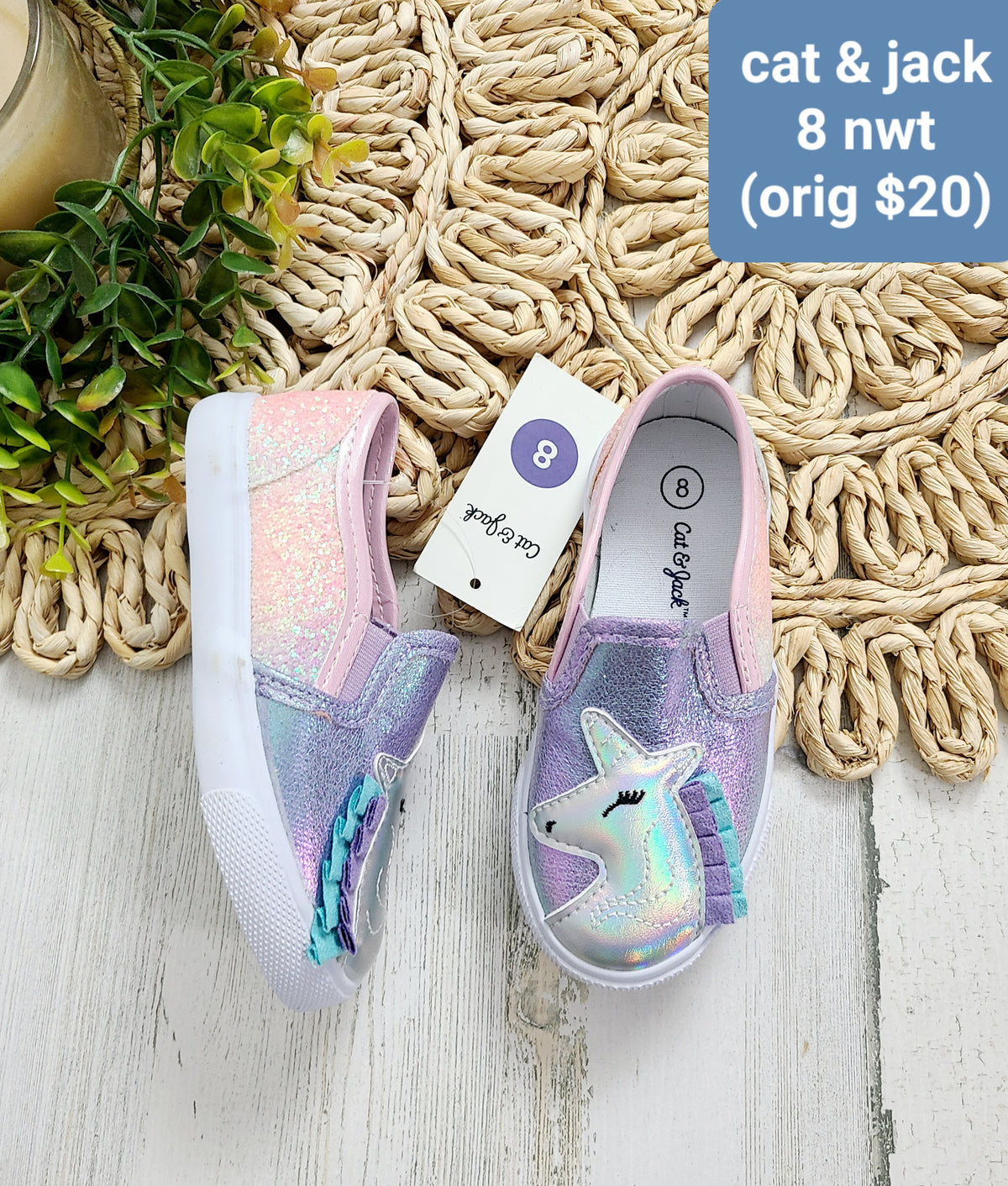 unicorn sparkly shoe cat & jack nwt