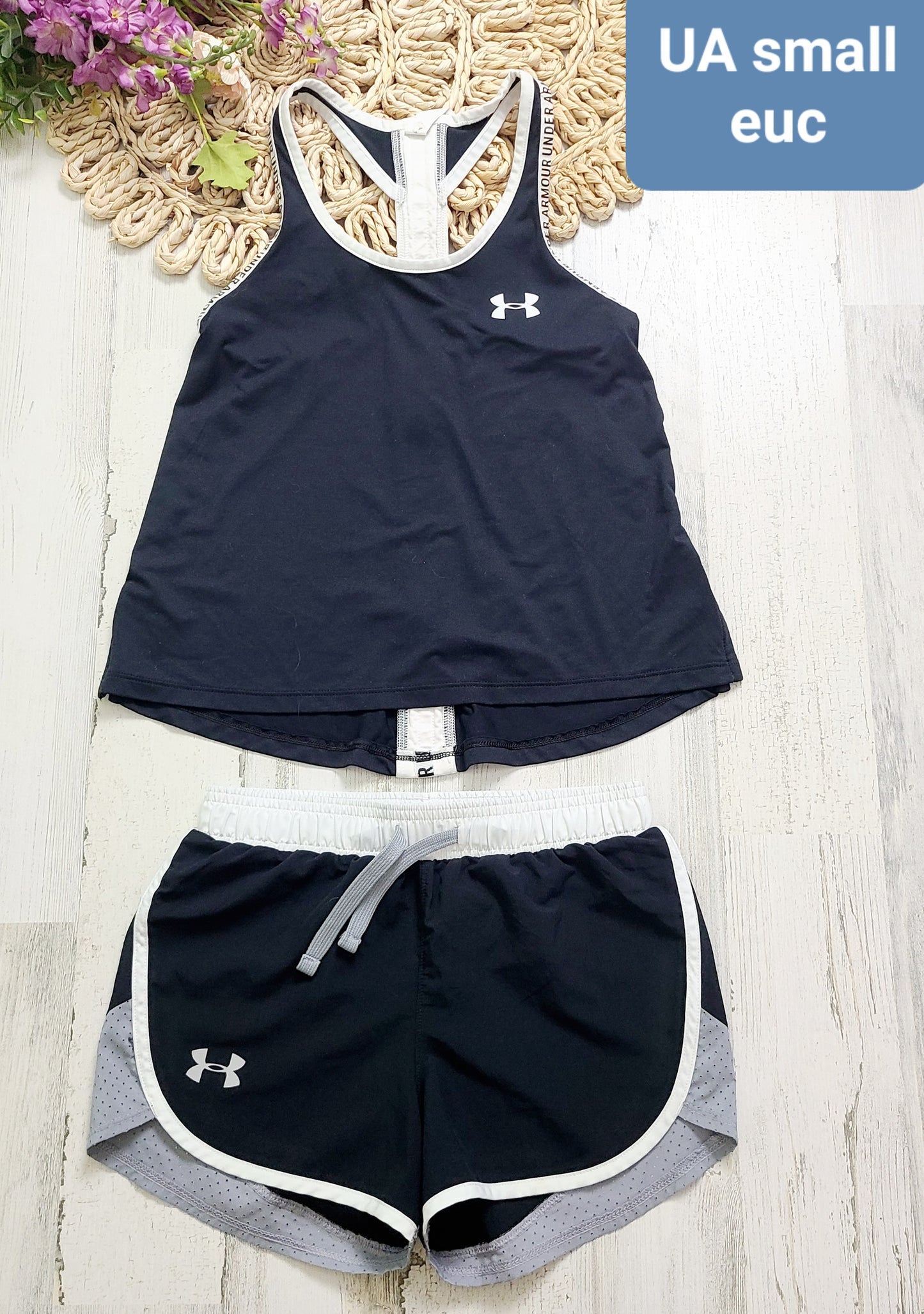 under armour black set tank and shorts