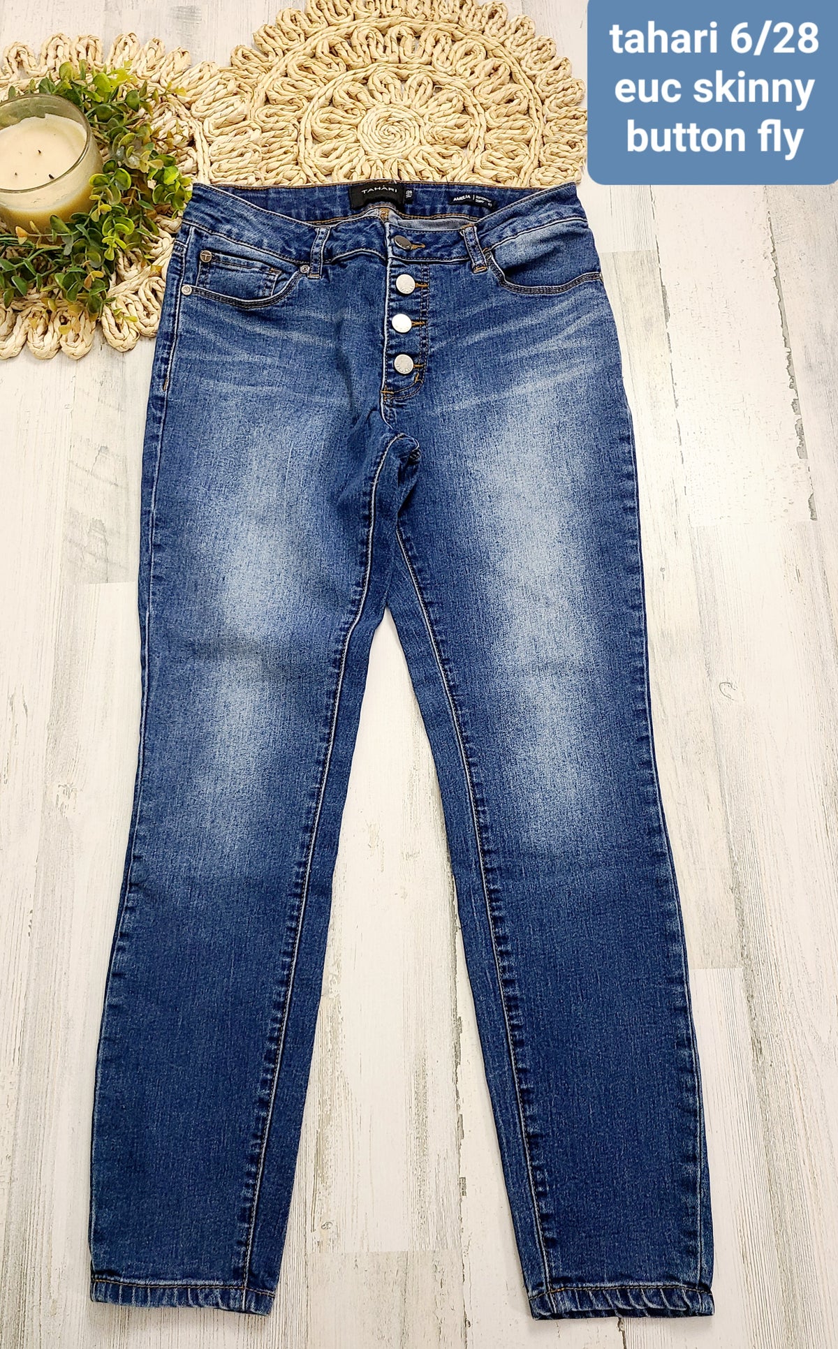 button fly skinny tahari jeans