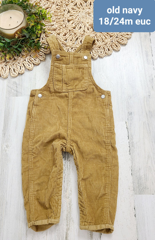 corduroy tan overalls old navy 18/24m