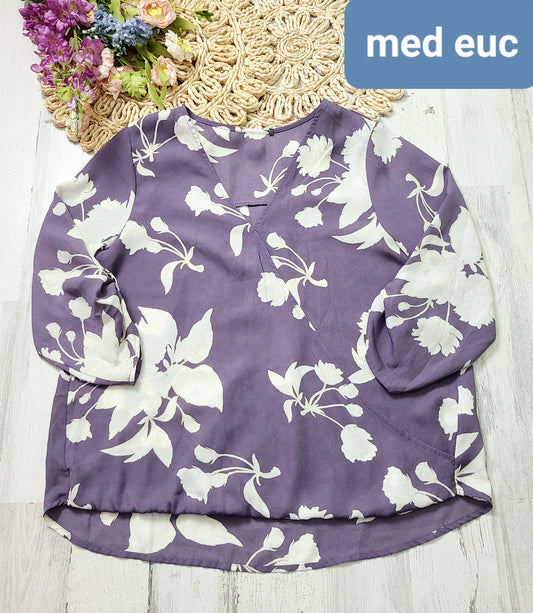 purple crossover blouse