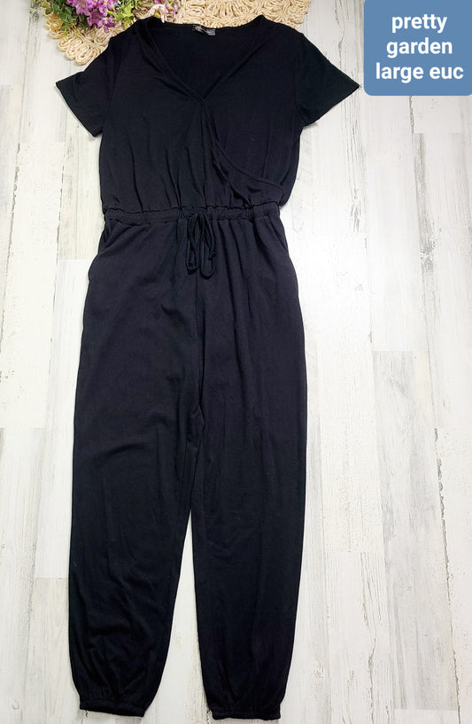 black jumpsuit pretty garden