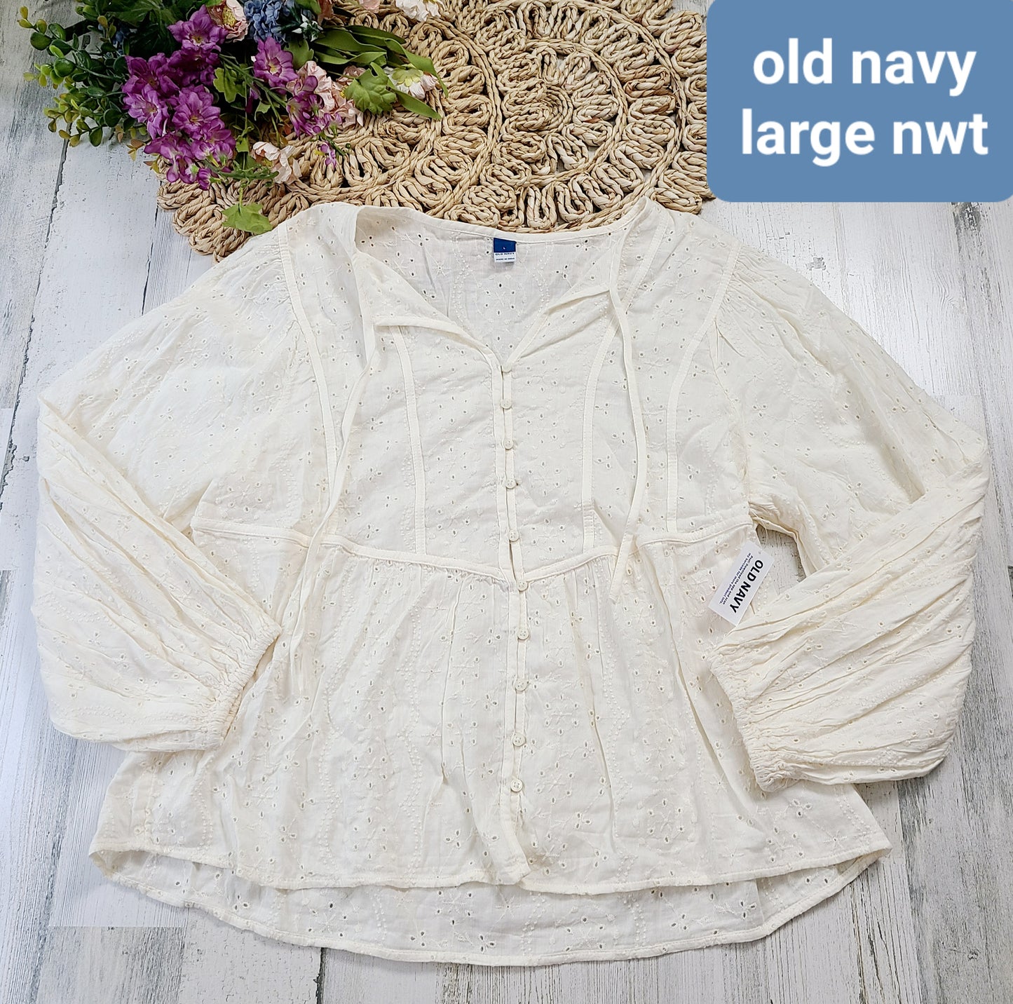 new old navy peasant top ivory