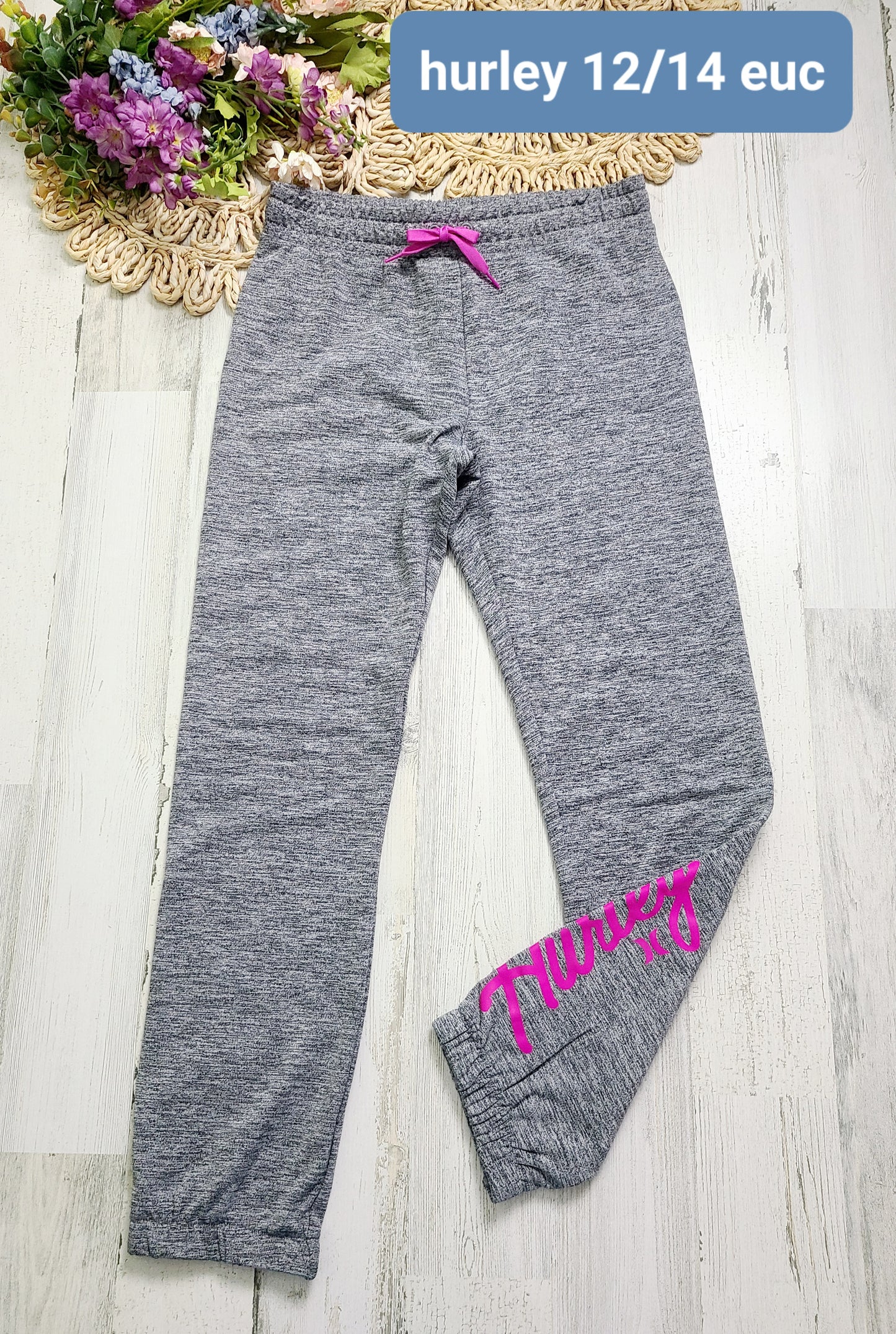 hurley gray pink joggers