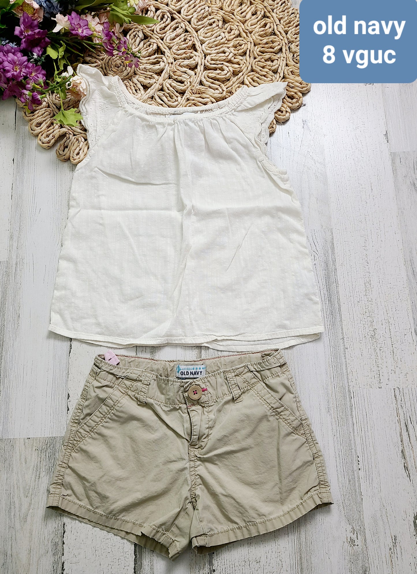 ivory top khaki shorts 8y