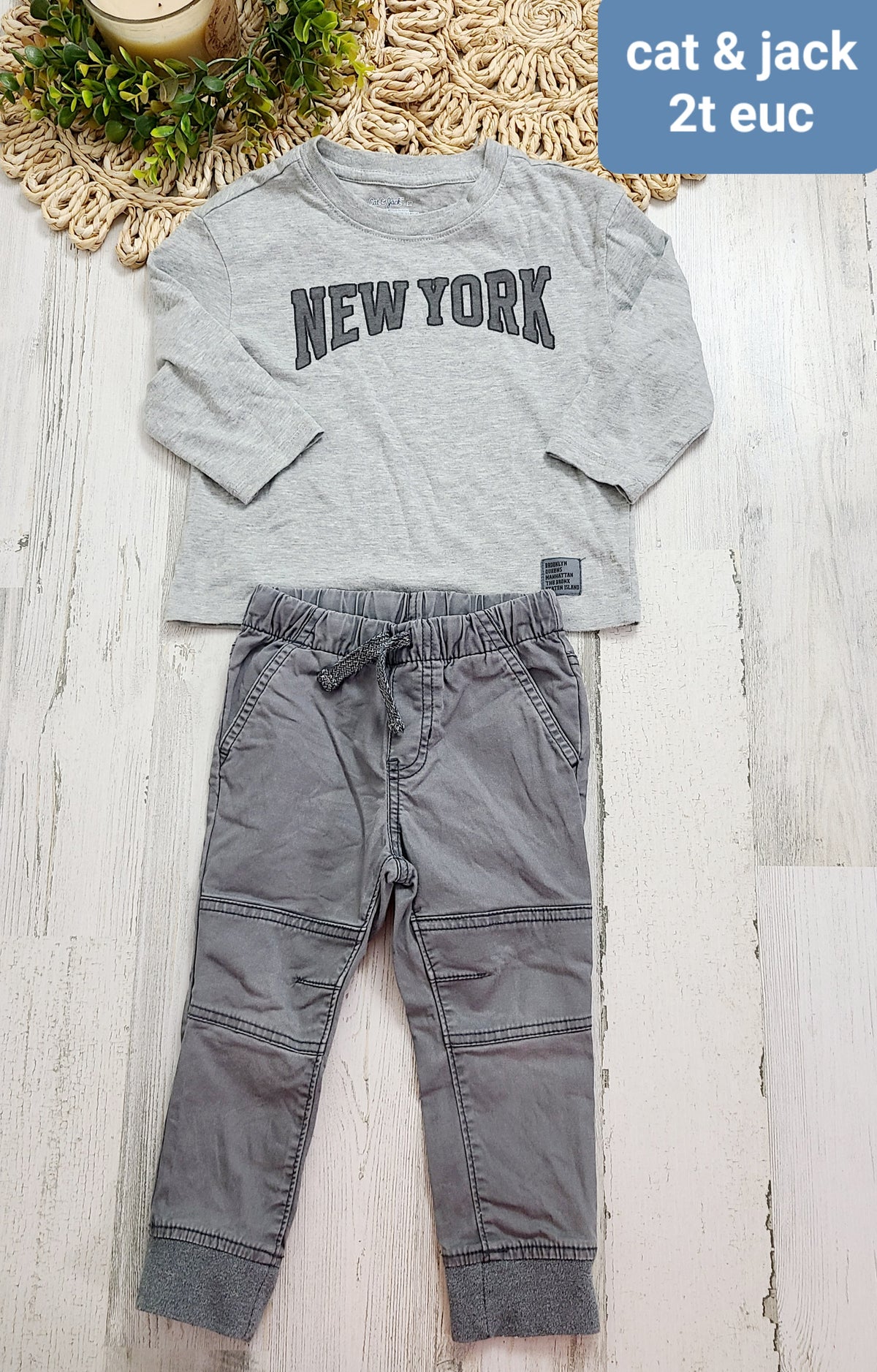 new york top and gray joggers cat&jack