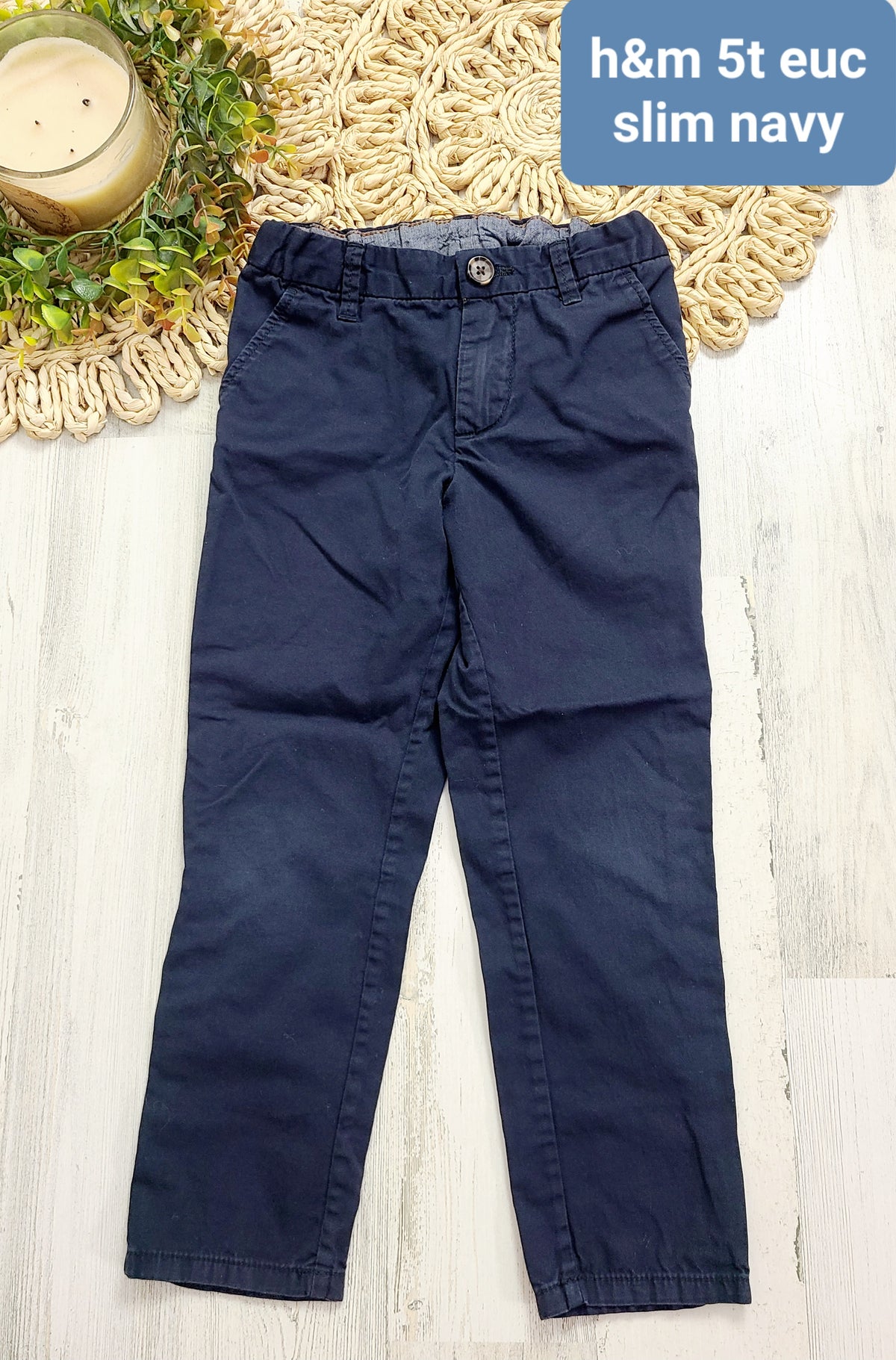 h&m navy slim pants