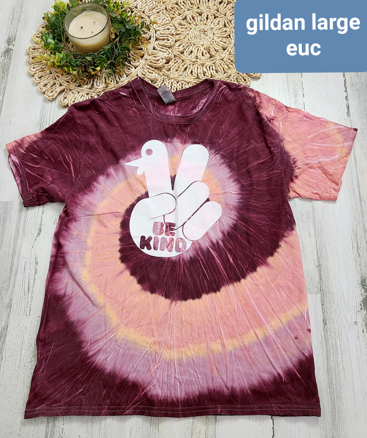tie dye be kind peach