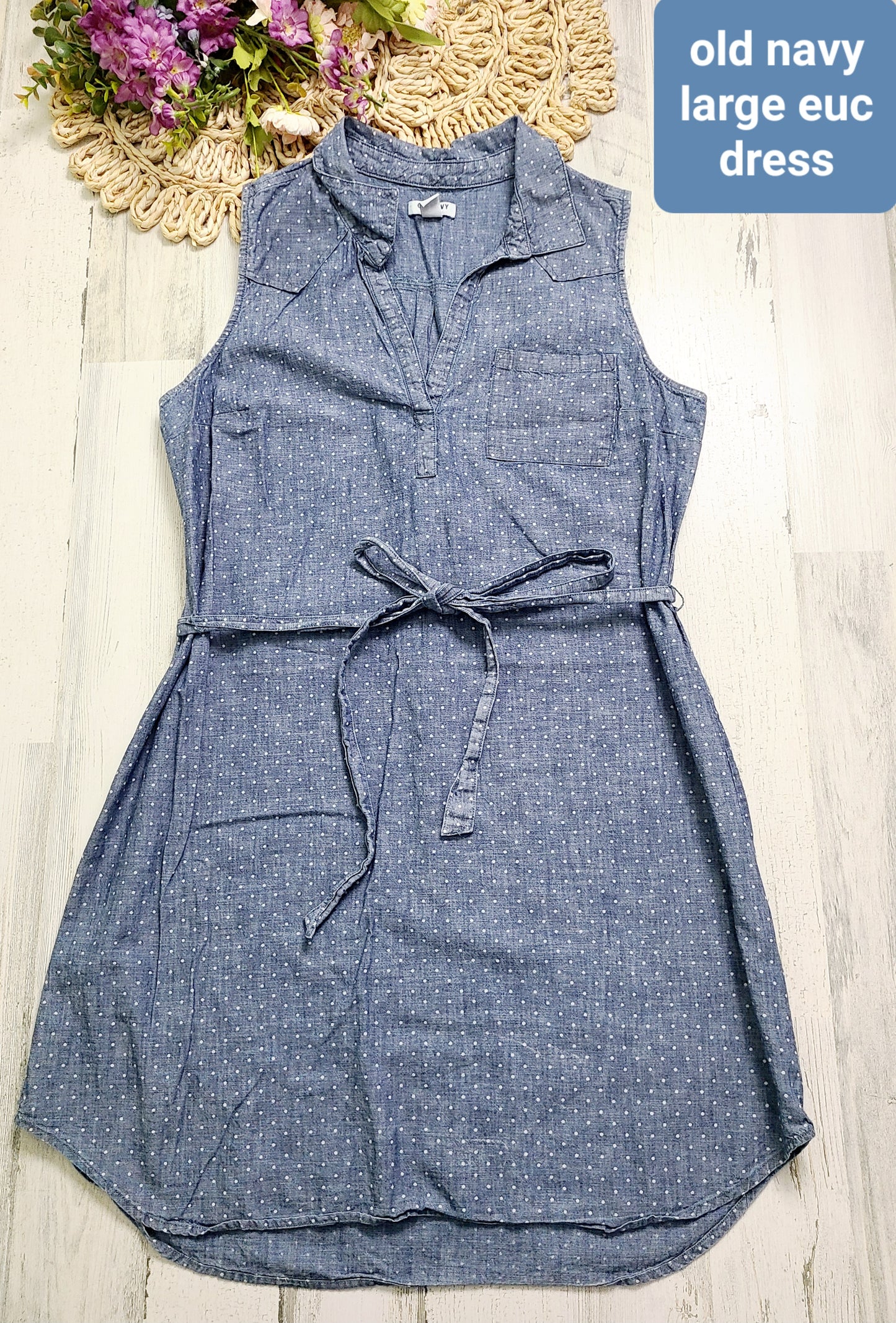 polka dot chambray old navy dress