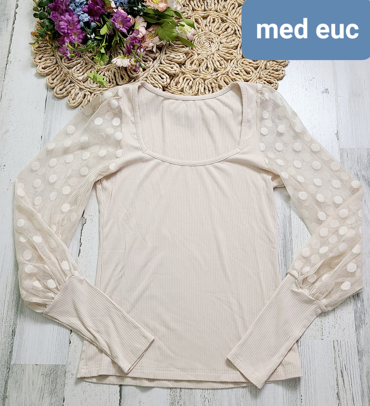 sheer sleeves no brand med top