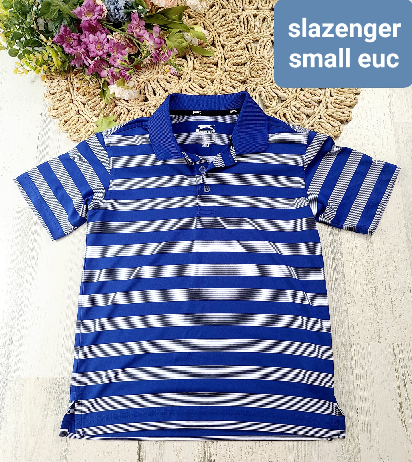 slazenger blue striped collar