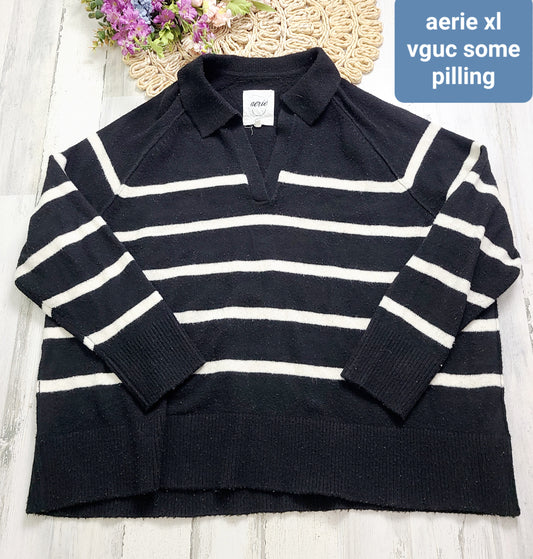 black & white stripe sweater aerie