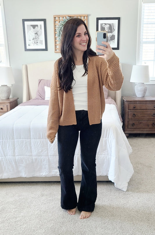 shein tan cardigan