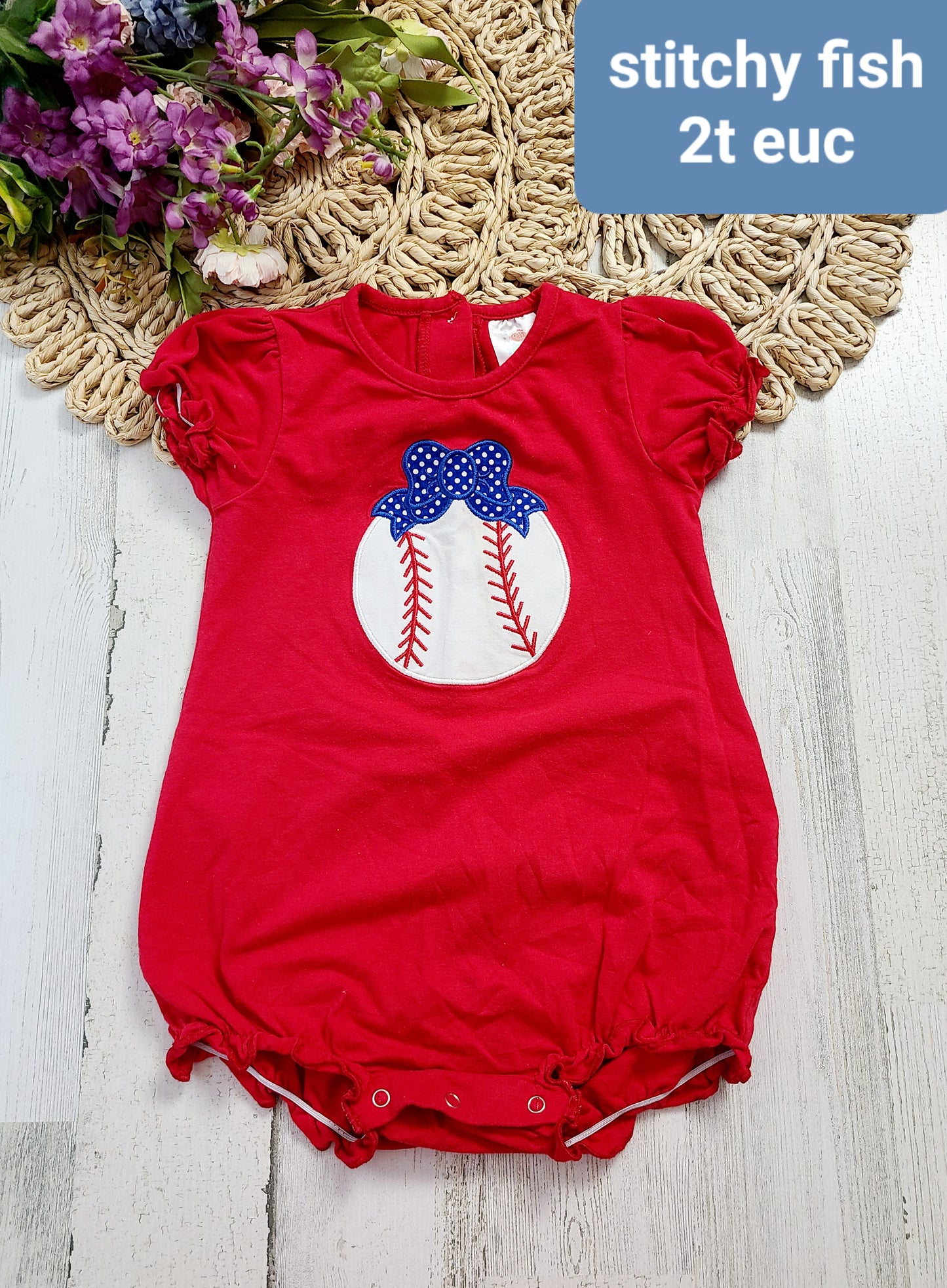 stitchy fish july baseball onesie