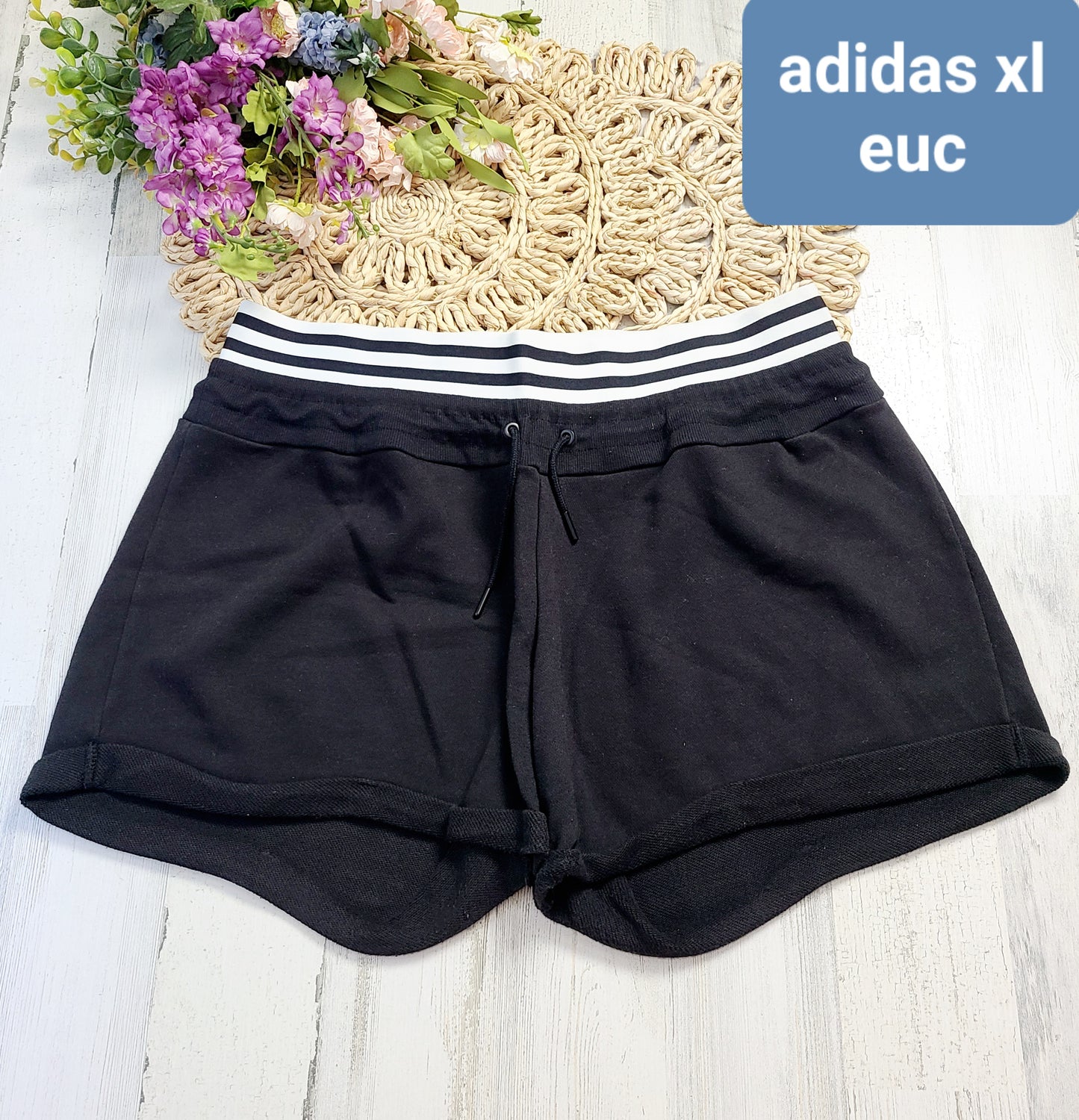 adidas black shorts white band