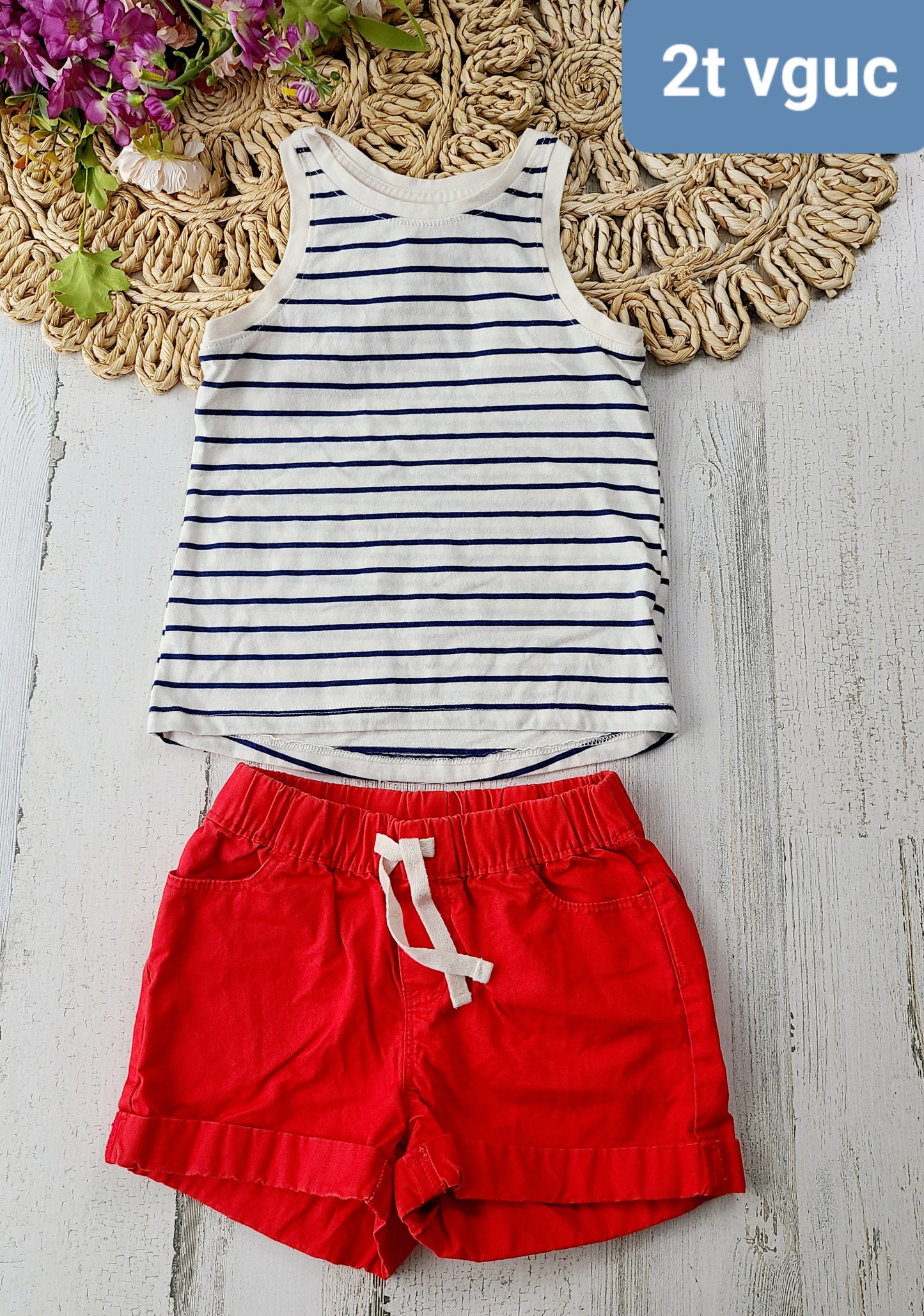 2t striped tank red shorts