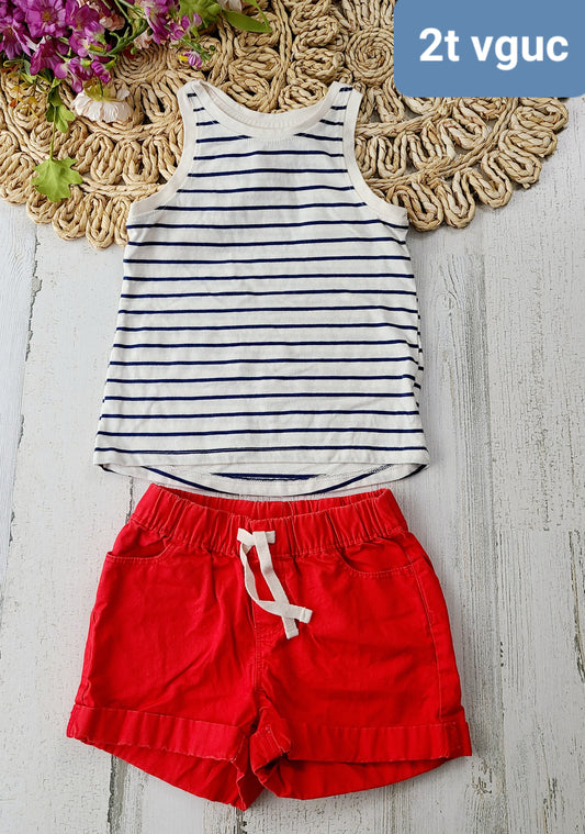 2t striped tank red shorts