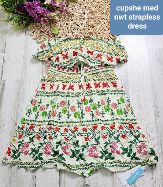 new cupshe strapless dress butterflies