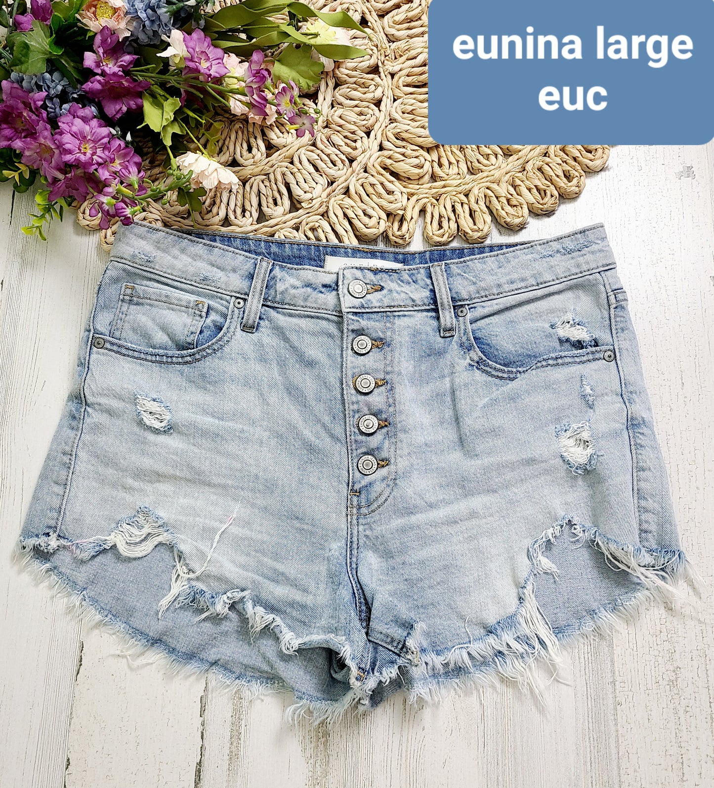 eunina distressed shorts large