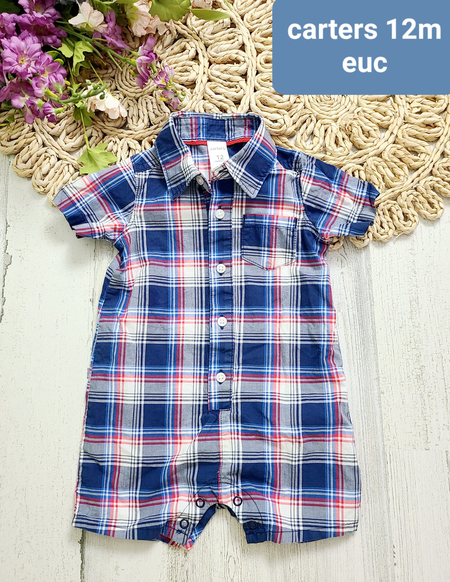 carters july 4 plaid romper