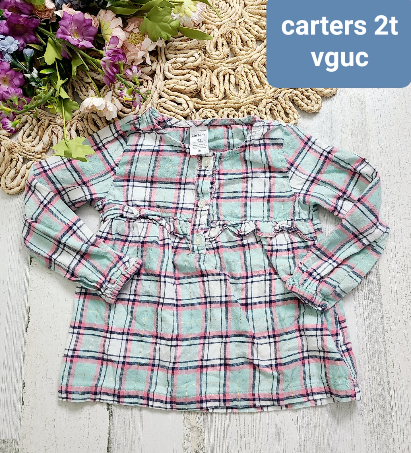 mint pink plaid flannel