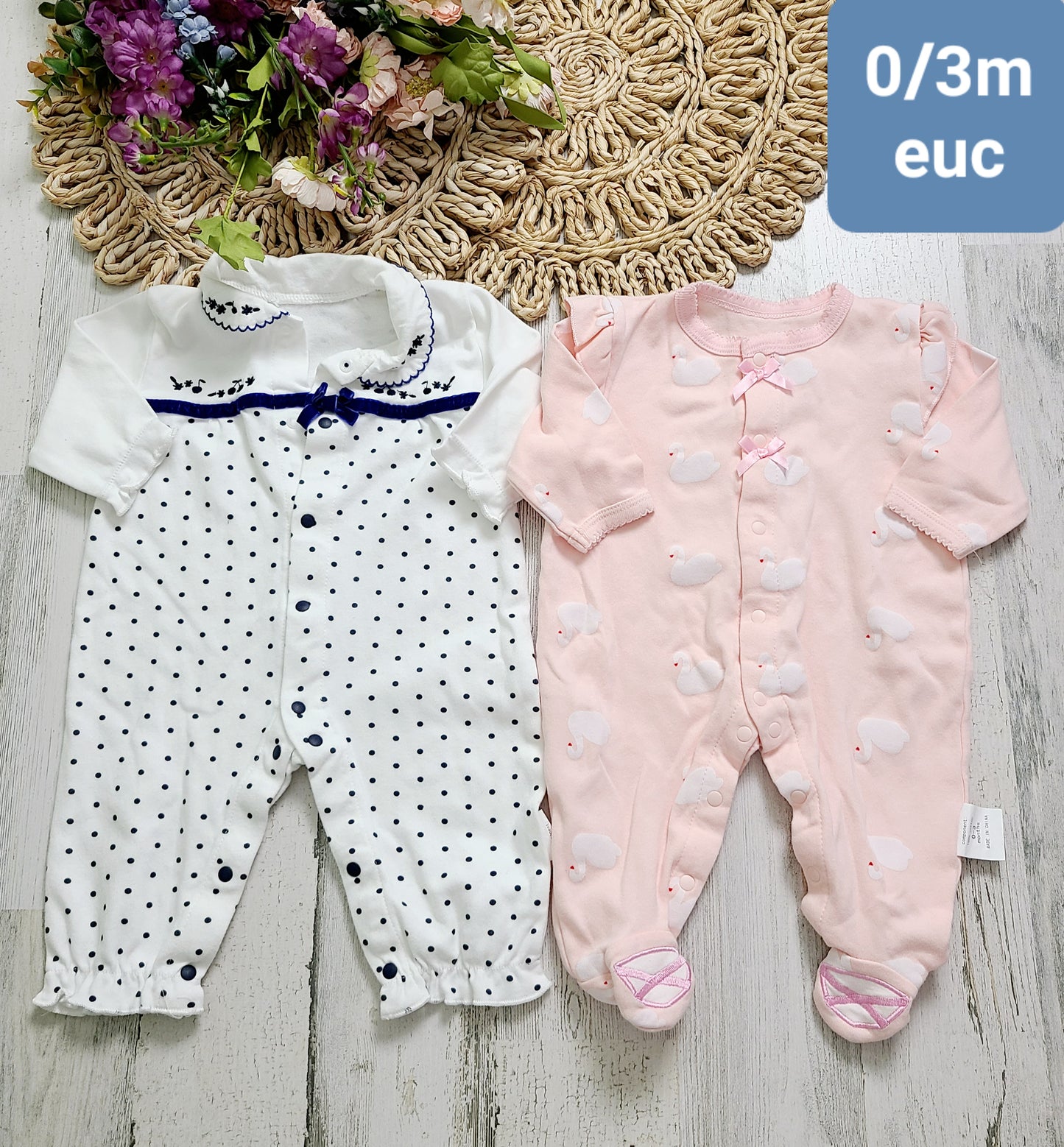 white navy pink swan