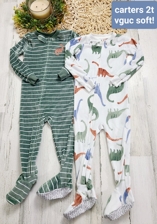 dino fleece green stripes and white