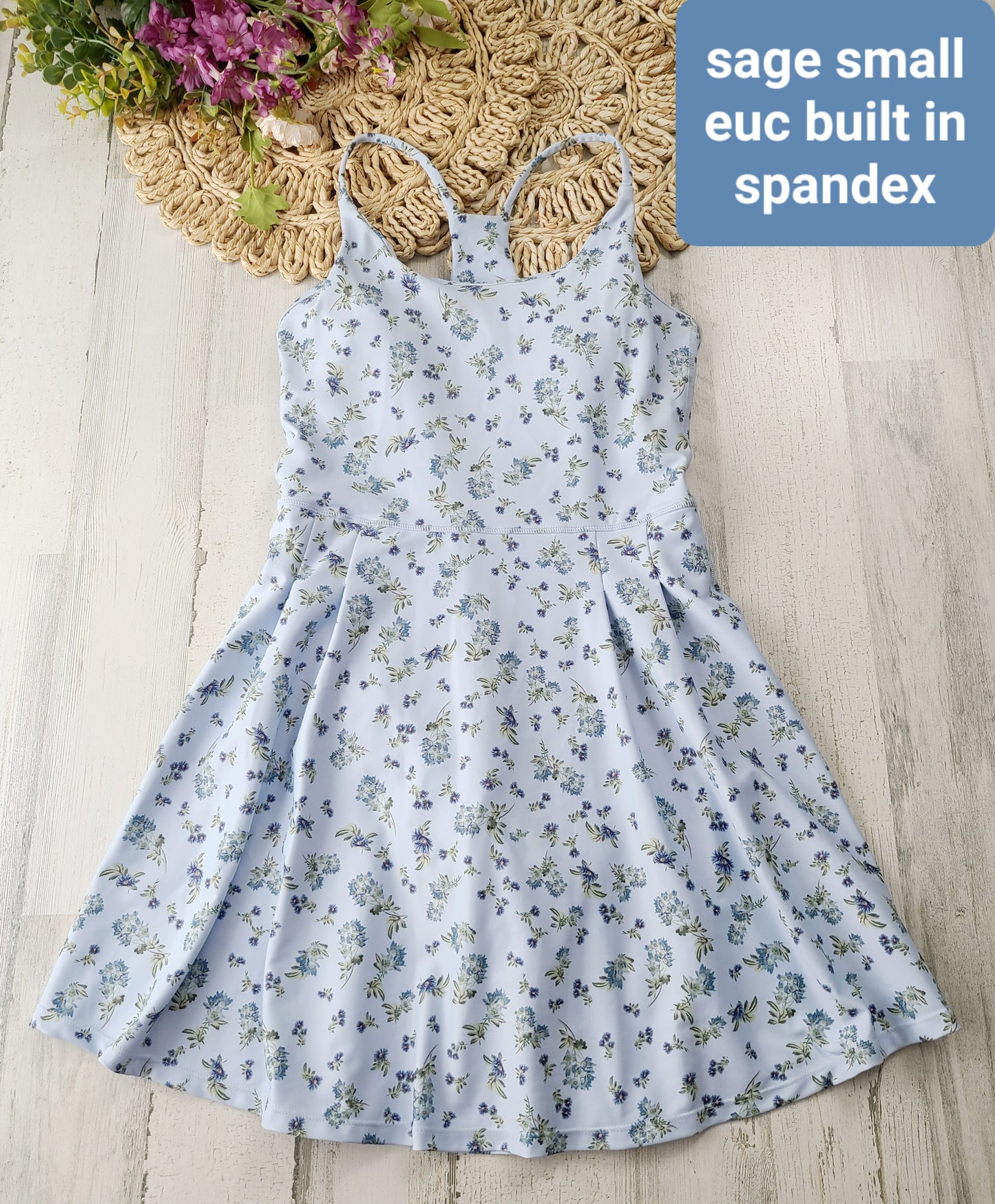 sage spandex shorts dress floral