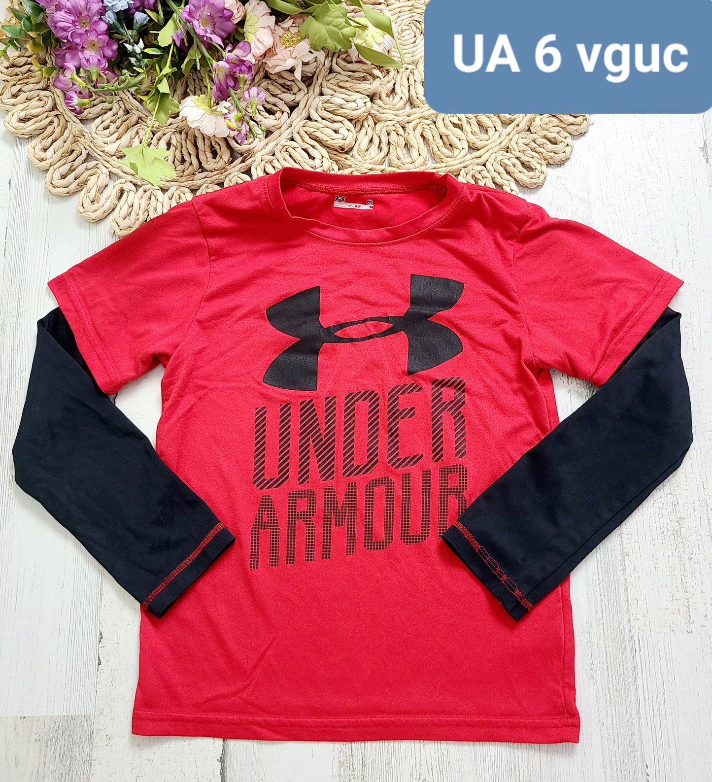 ua red and black 6y long sleeve
