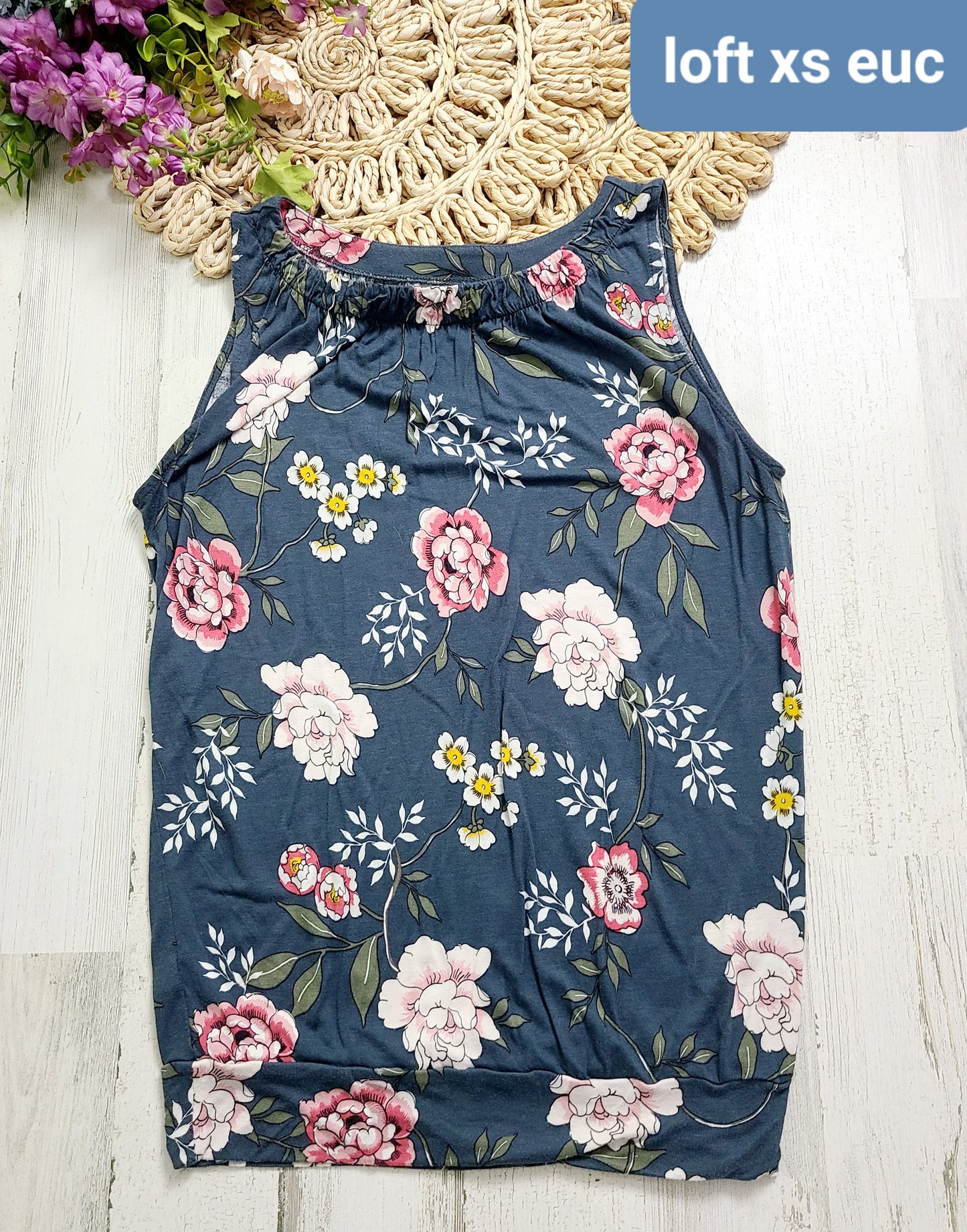 loft floral tank xs womens