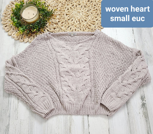 small woven heart sweater womens