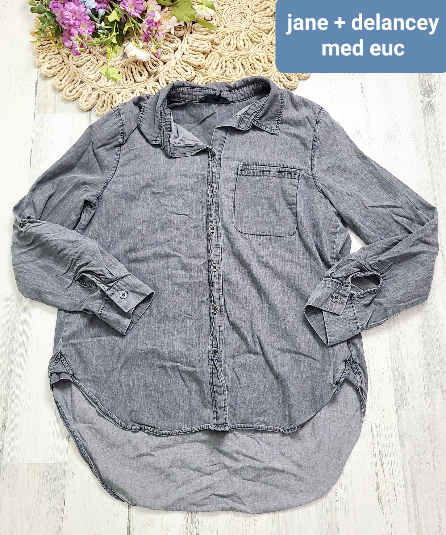 jane+delancey button down gray