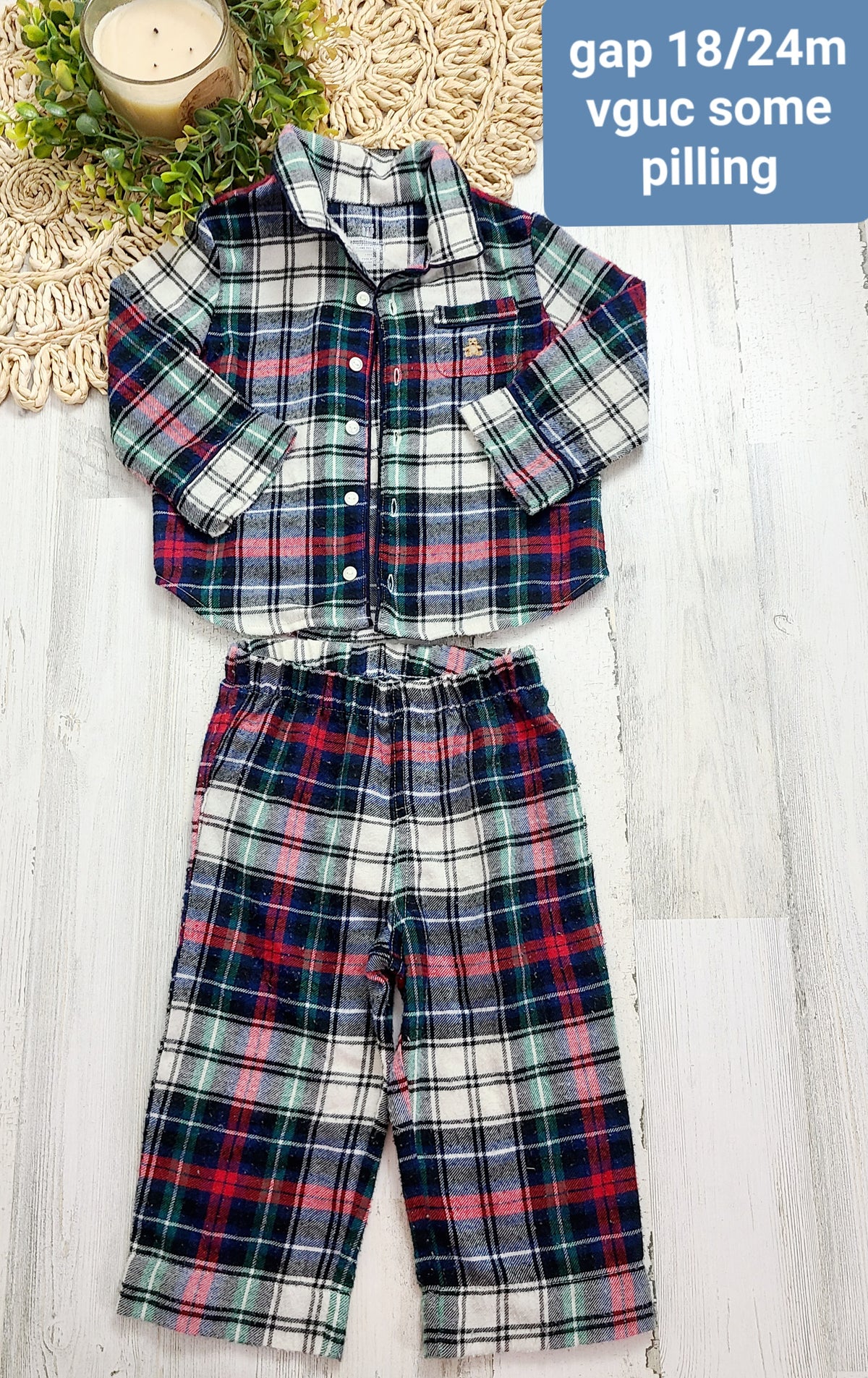 gap plaid pj 2 piece