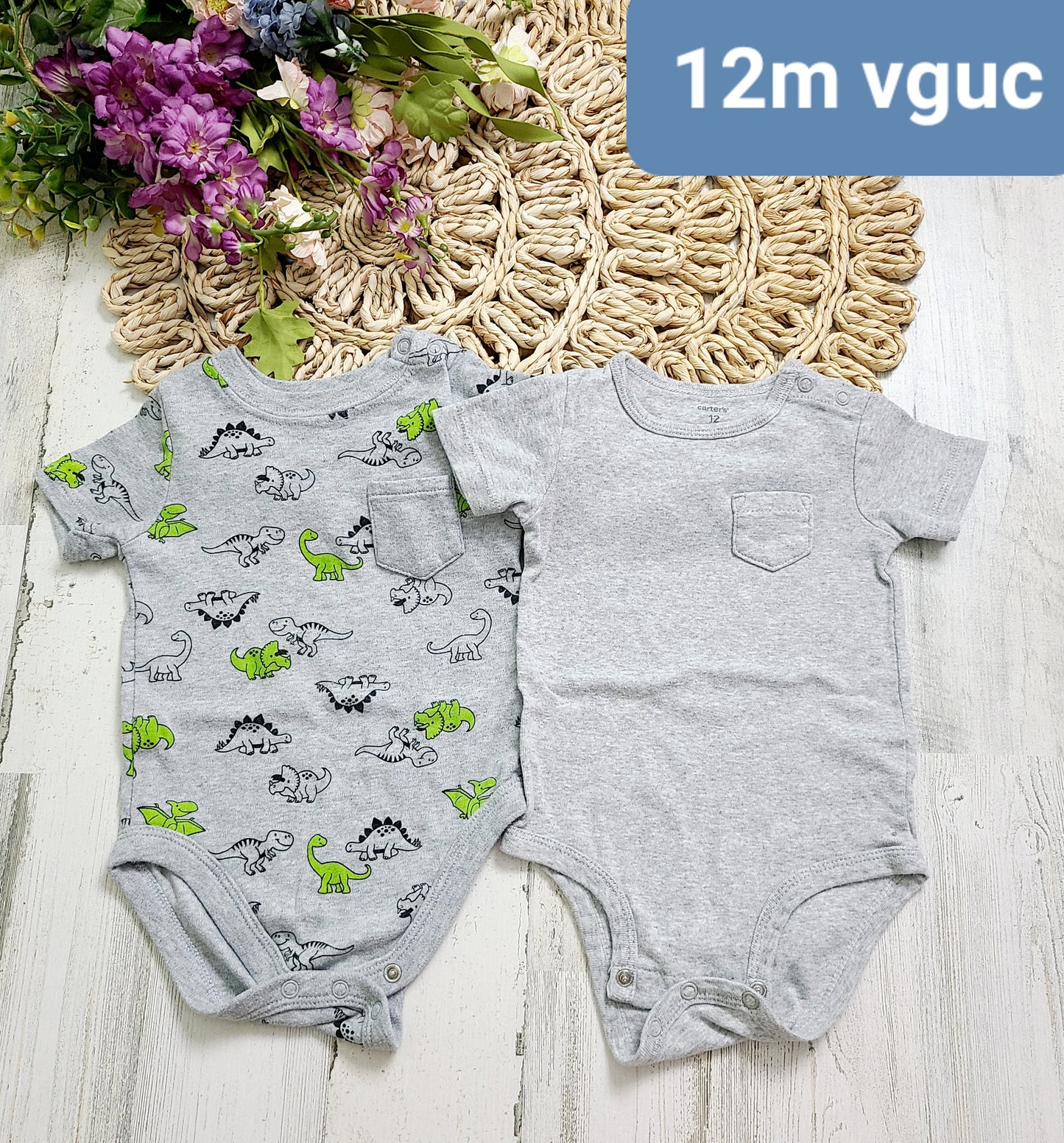 gray pocket onesies 12m
