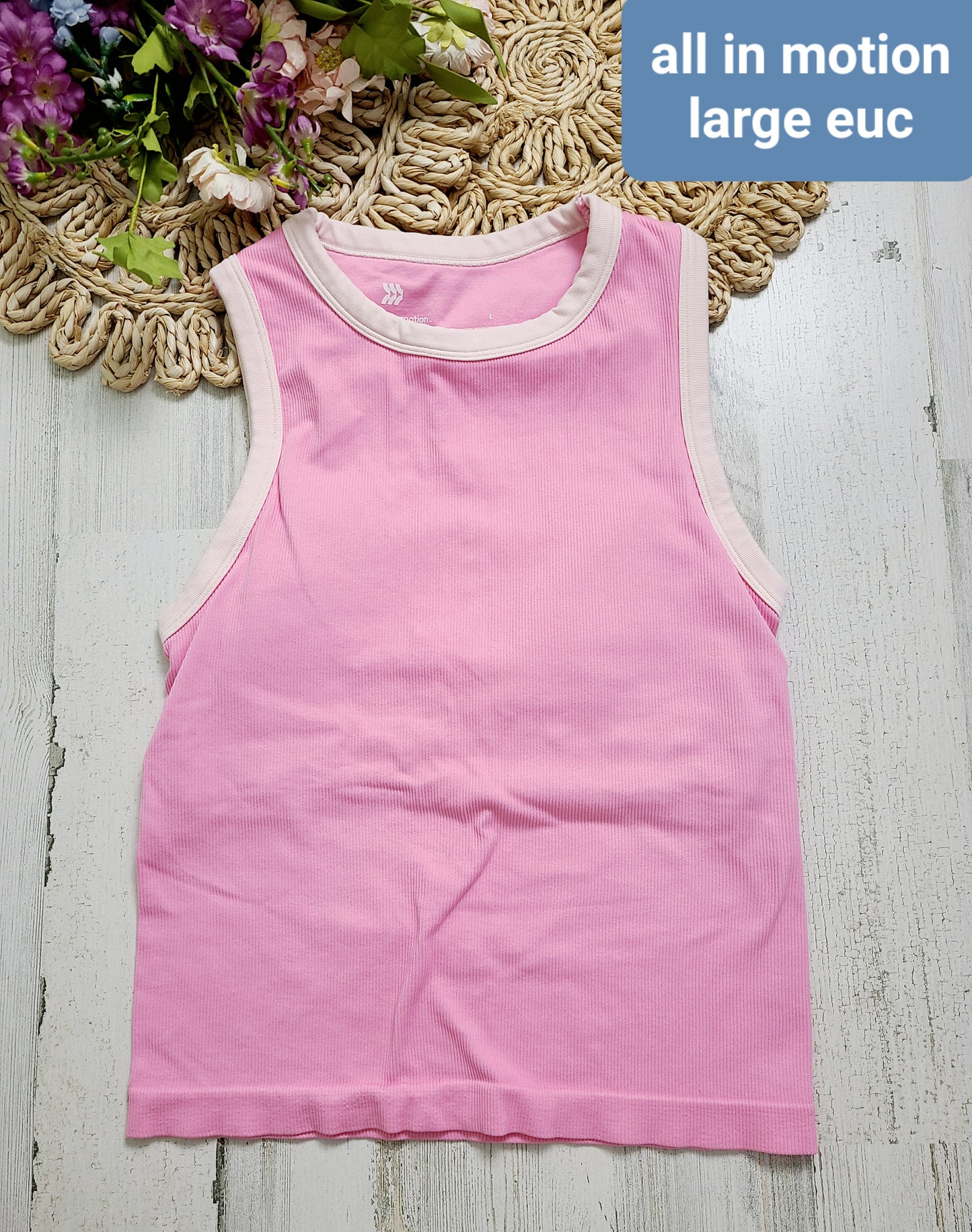 pink ribbed all in motion tank