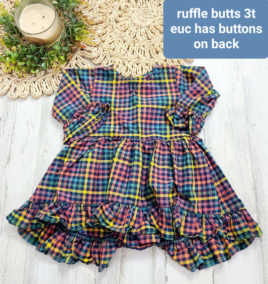 rainbow plaid ruffle sleeve top ruffle butts