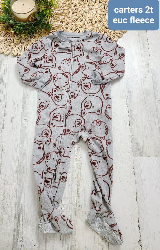 fleece gray bear head carters 2t