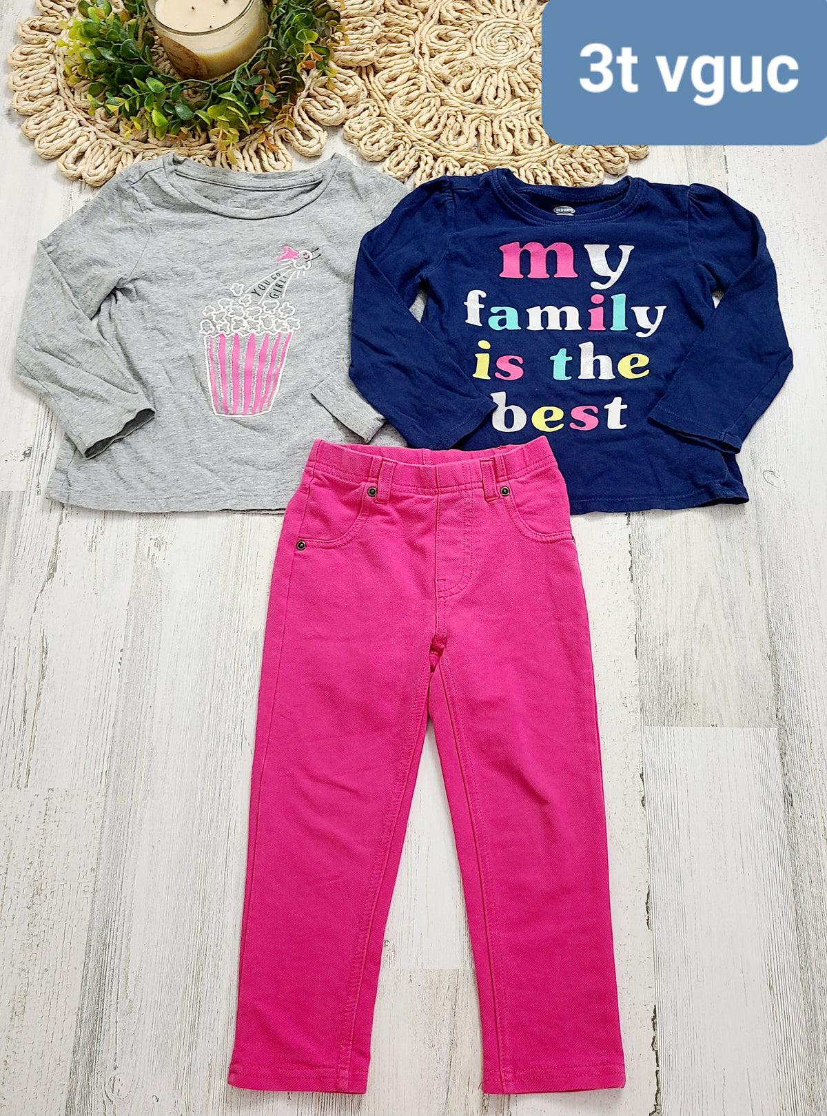 family and you go girl pink pants