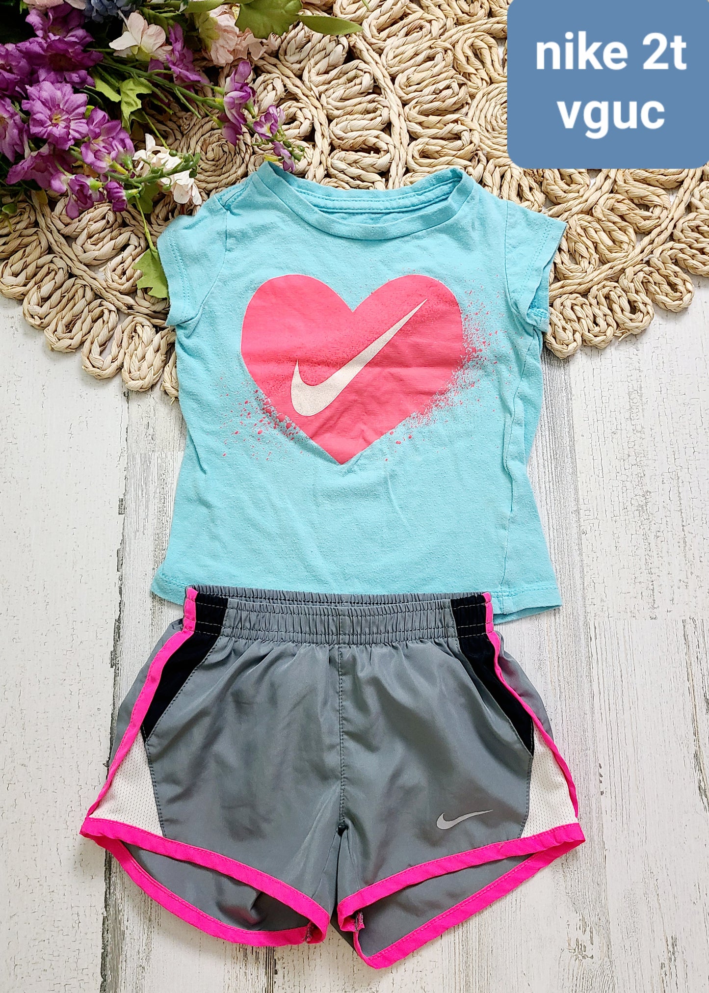 aqua heart nike and shorts