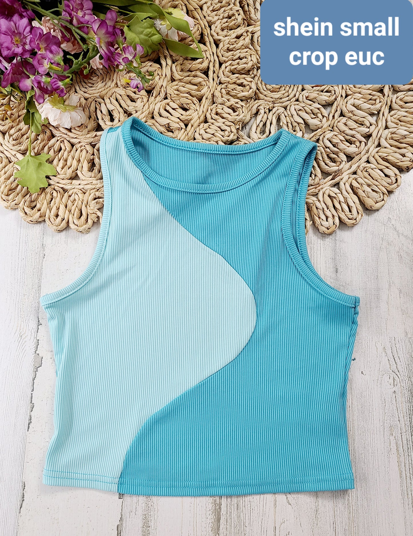 shein blue two toned tank