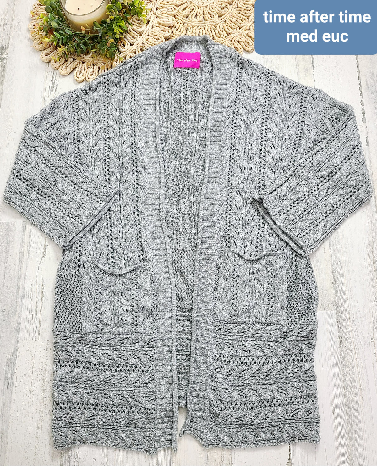 time&tru gray cardigan sweater