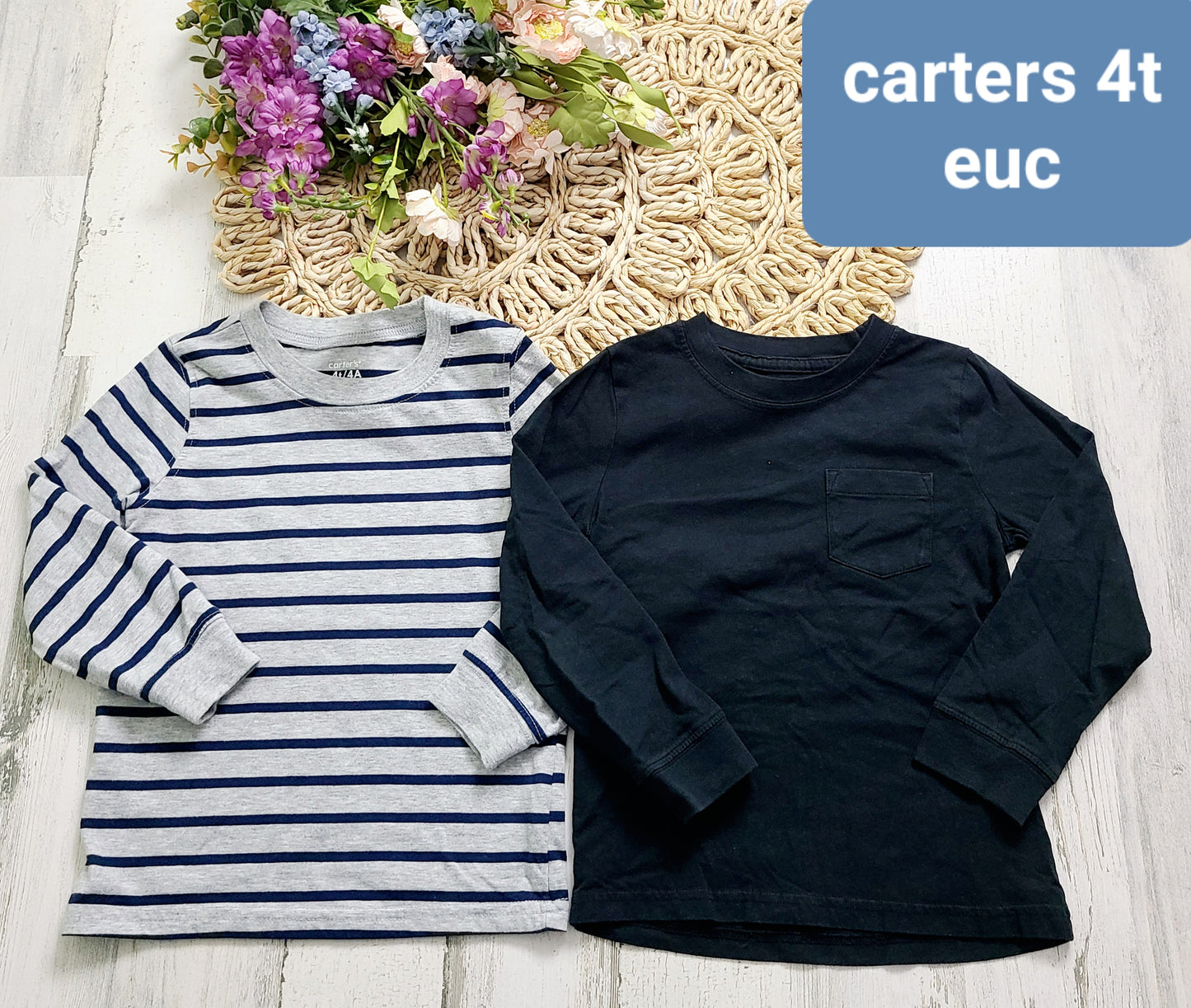4t stripe black long sleeve carters