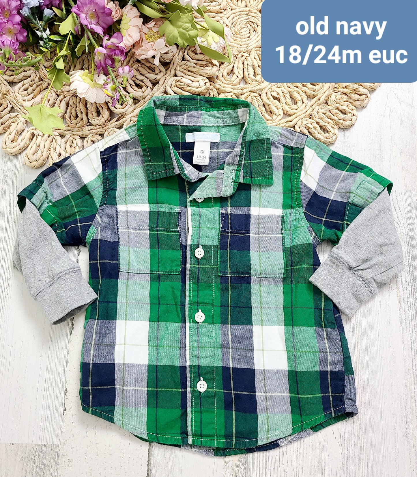 green plaid old navy